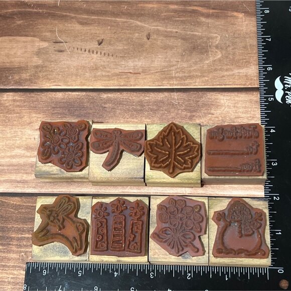 Vintage Stampin Up TAGS AND MORE Rubber Stamp Collection Wood Mounted Set Of 8 - Picture 3 of 6